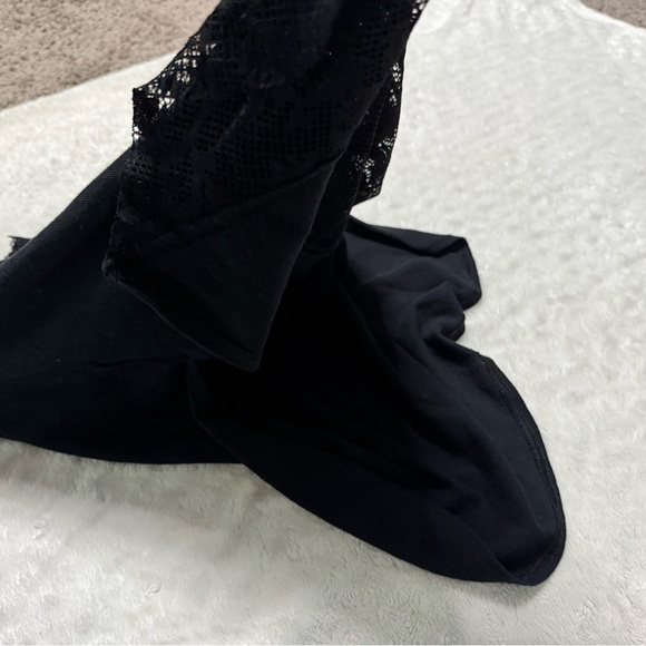 Free People Chasing You Lace Longline Top in Black - Picture 10 of 13